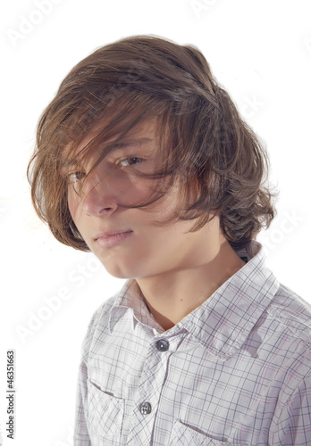 Handsome caucasian teenage portrait isolated on white background