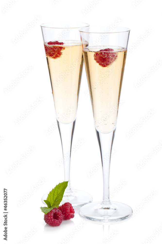 Champagne with raspberry Champagne with raspberry