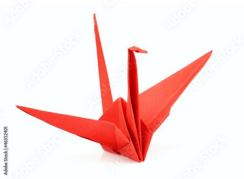 Isolated red origami bird