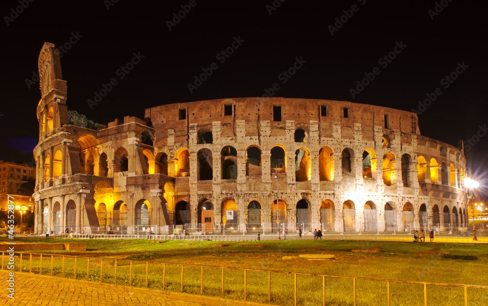 Night view of Colosseum in Rome, Italy.