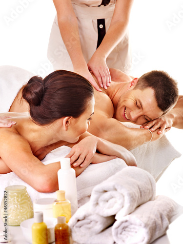 Man and woman relaxing in spa.