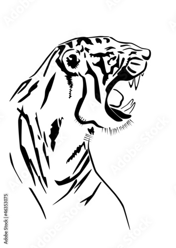 Tiger silhouette in profile
