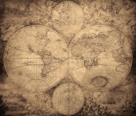 Keuken achterwand Wereldkaart vintage map of the world circa 1675-1710  © javarman