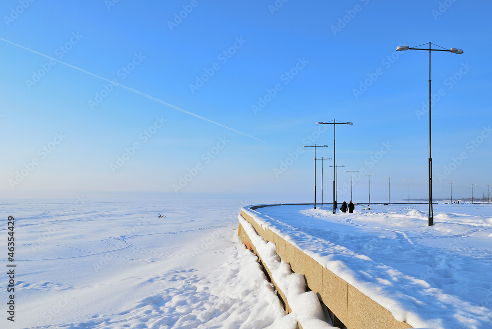 St. Petersburg,  Gulf of Finland  in winter