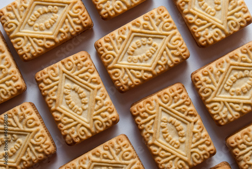 Regularly arranged custard creams