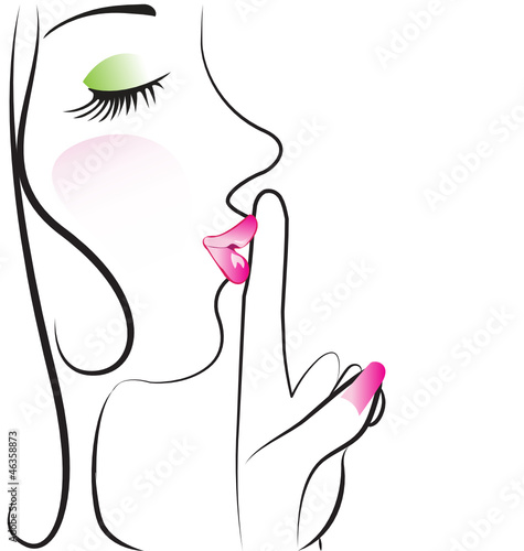 Lady making silence sign vector design