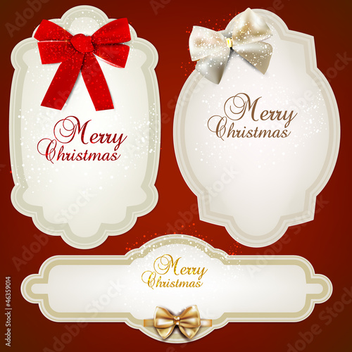 Set of  Badges, Labels, Tags with bows and space for text. Retro