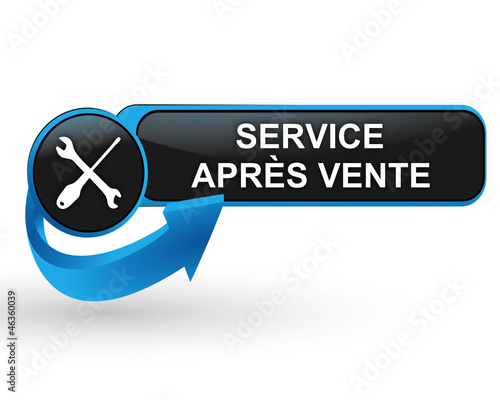 service après vente sur bouton web design bleu