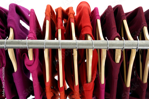 Top view rack colorful shirts