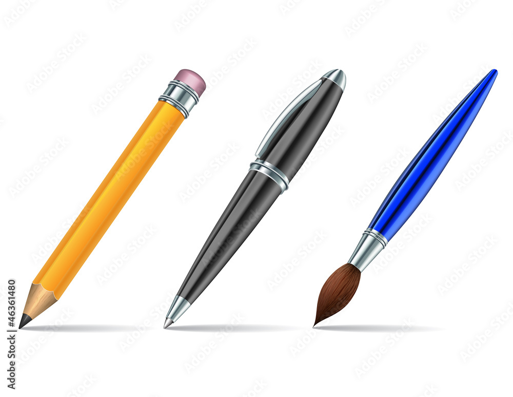 Pen tools isolated on the white background