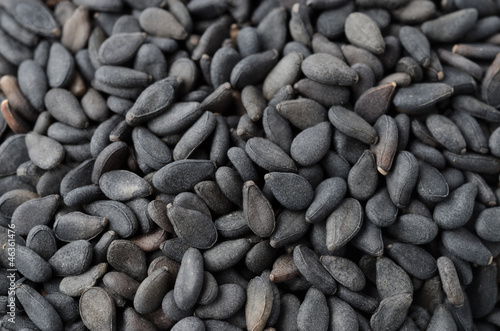Black sesame seeds close-up background