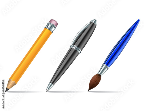 Pen tools isolated on the white background