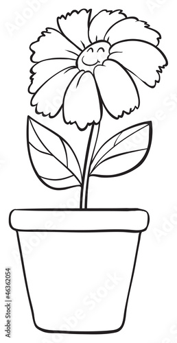 a blue flower and pot sketch