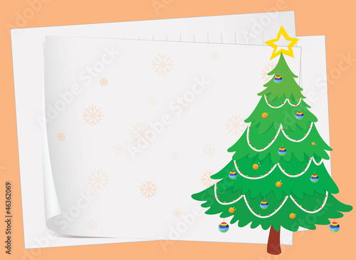 paper sheets and a christmas tree