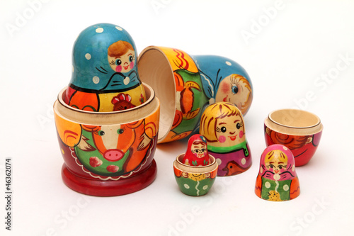 matryoshka dolls isolated on white background