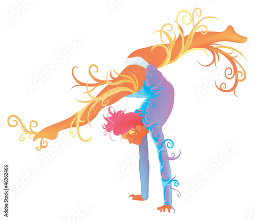 Gymnastic performer with abstract and fantasy concept
