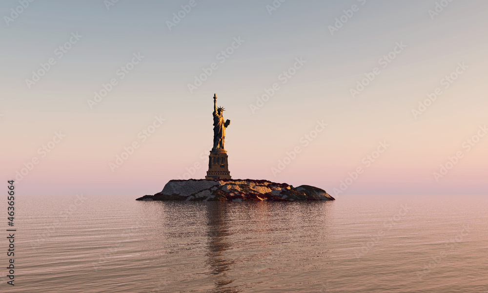 liberty statue in post apocalyptic environment