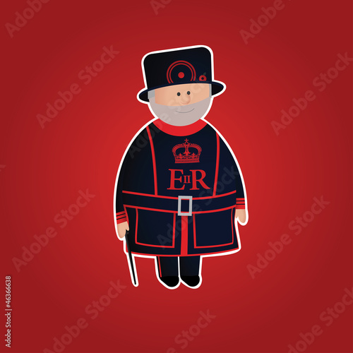 Cute Tower of London beefeater (Yeomen Warder) character