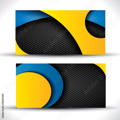 Modern vector business card - blue, yellow and black colors