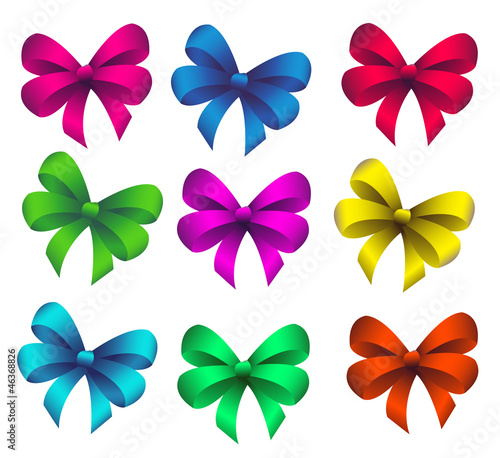 set of gift bows of different colors, vector