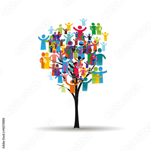 People pictograms on tree