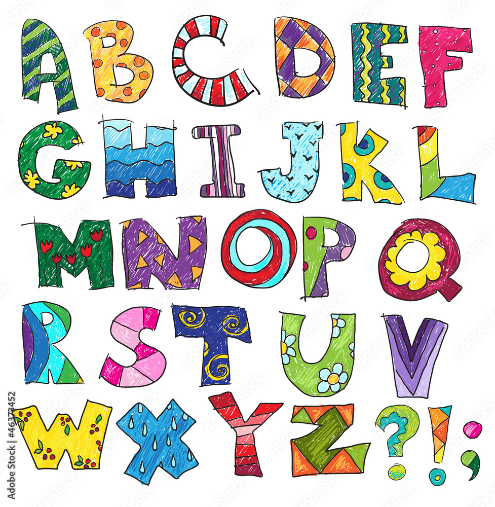 ABC. Kids funny alphabet, vector Adobe Stock