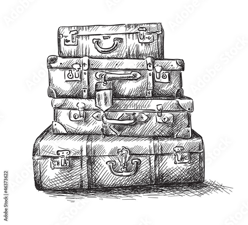 Sketch drawing of luggage bags