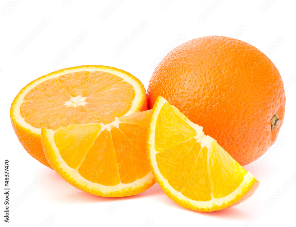 Whole orange fruit and his segments or cantles Whole orange fruit and his segments or cantles