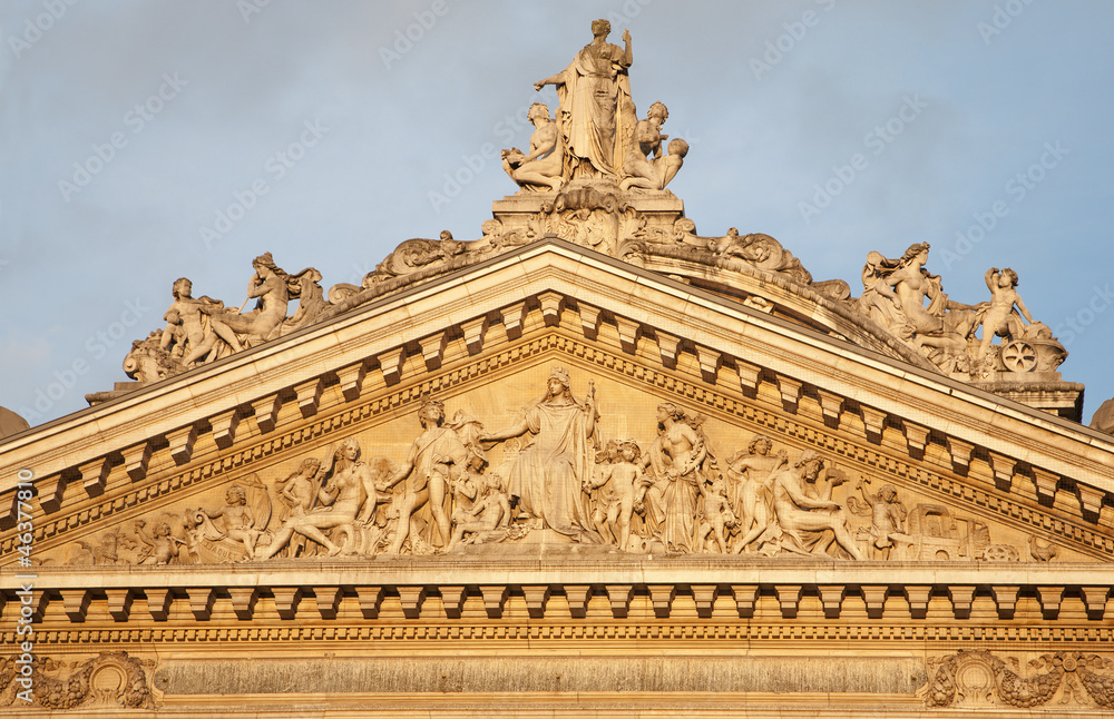 Brussels - Tympanum of the Stock Exchange building -