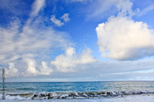 Fantastic  clouds contrast on tropical caribean beach. Cuba