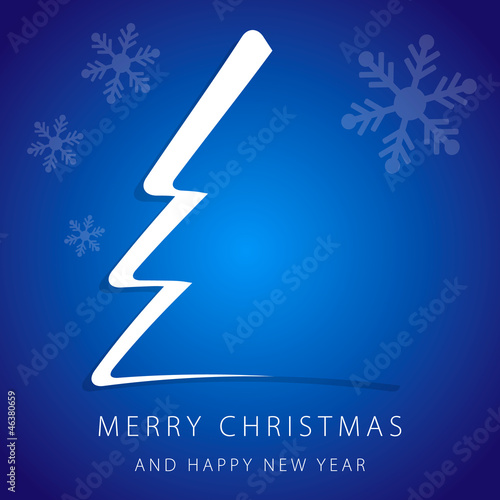 Greeting card Merry Christmas with blue background