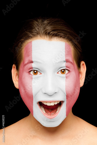 Obraz na plátně girl with peruvian flag on her face