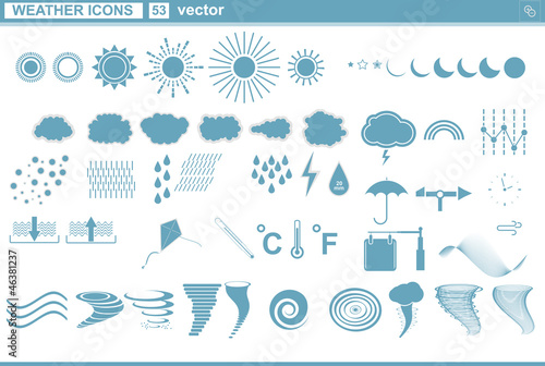 Vector collection web icons. weather and tornado