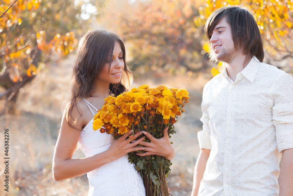 Two lovers in the garden Two lovers in the garden