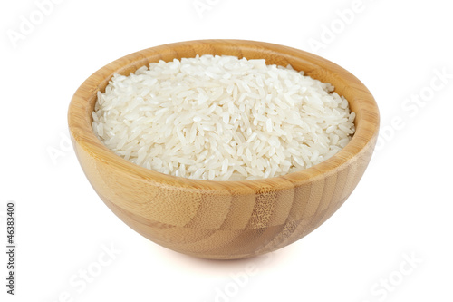 rice in a bamboo bowl