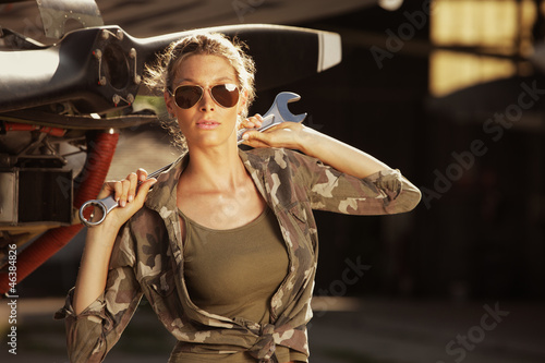 Fashion Female airplane mechanic photo