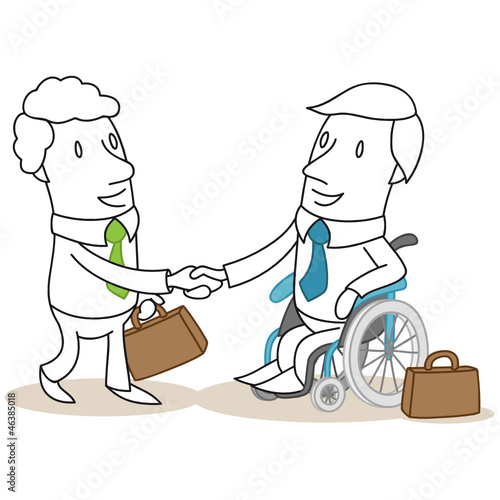 Geschäftsleute, Handschlag, Geschäftspartner, Rollstuhl
