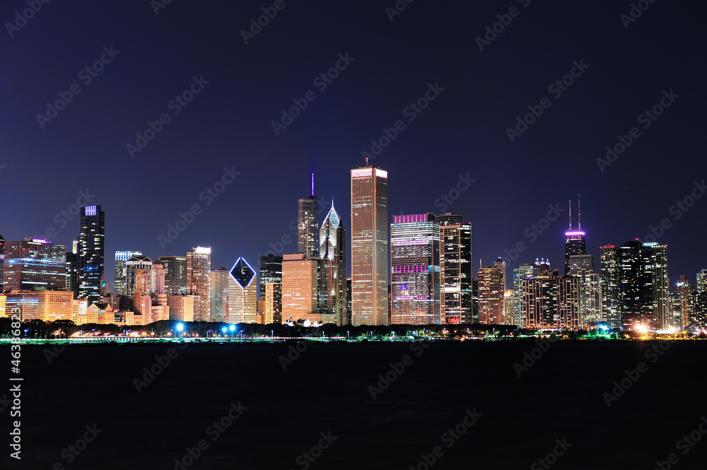 Chicago skyline at dusk