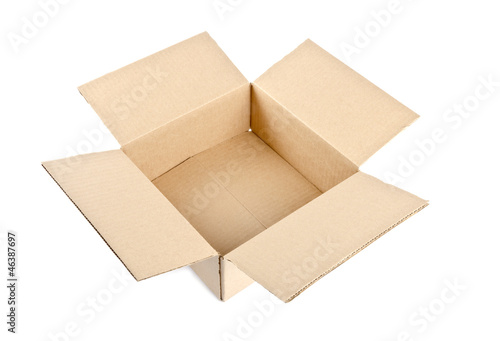 Two Open Corrugated Cardboard Boxes Isolated on White