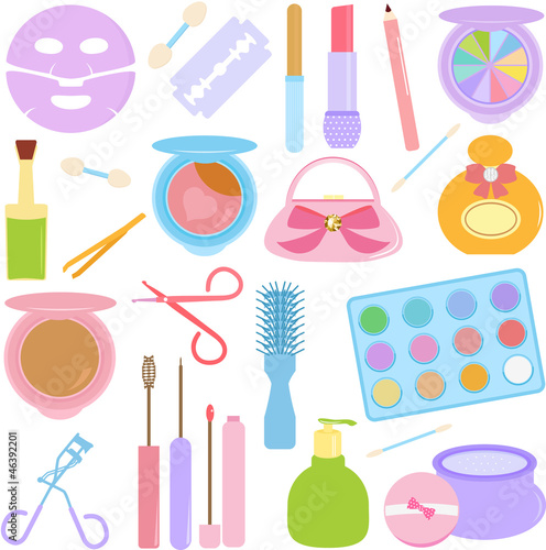 A vector set of Cosmetics, Make-up in Pastel color