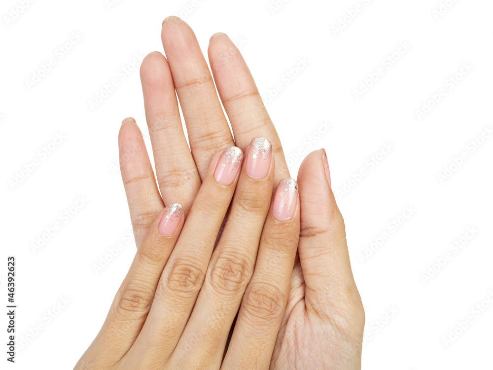 Women hands with nail manicure closeup Women hands with nail manicure closeup