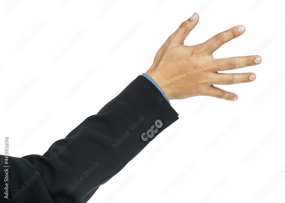businessman hand pushing screen on white background businessman hand pushing screen on white background