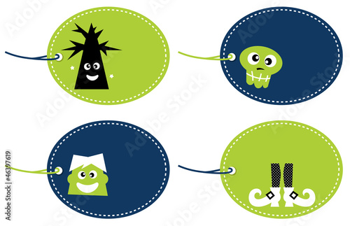 Halloween funny tags set isolated on white