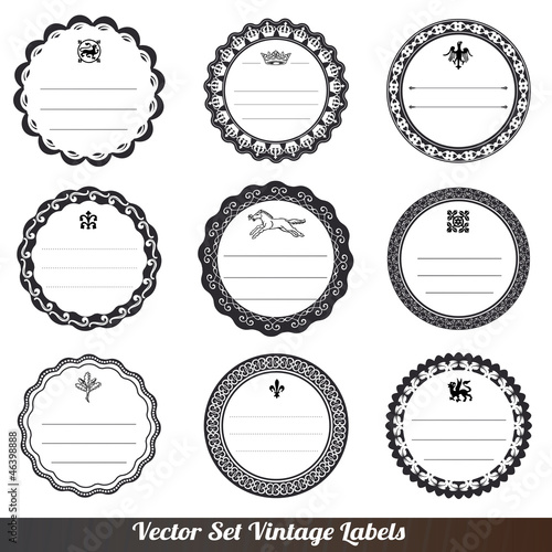 Vector Frame labels Set ornamental vintage decoration