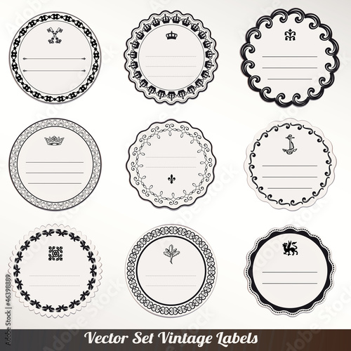 Vector Frame labels Set ornamental vintage decoration