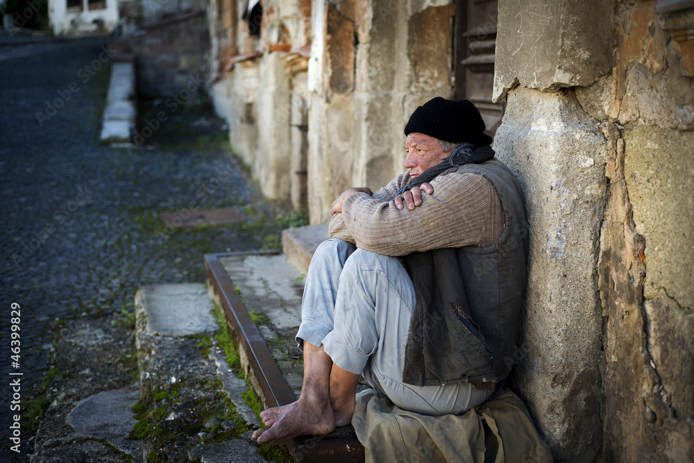 Homeless man on the street Homeless man on the street
