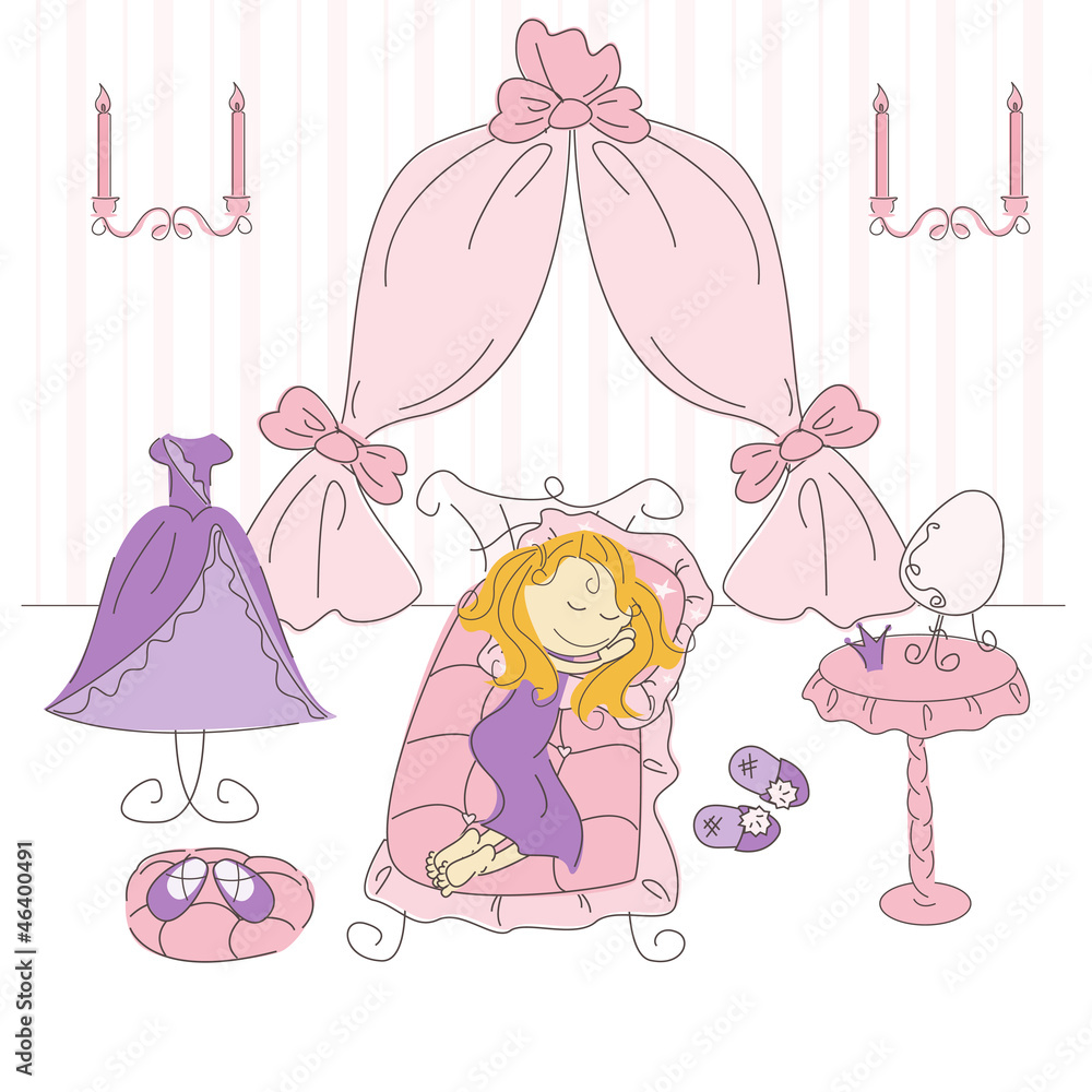 Vector illustration of a princess bedroom Vector illustration of a princess bedroom