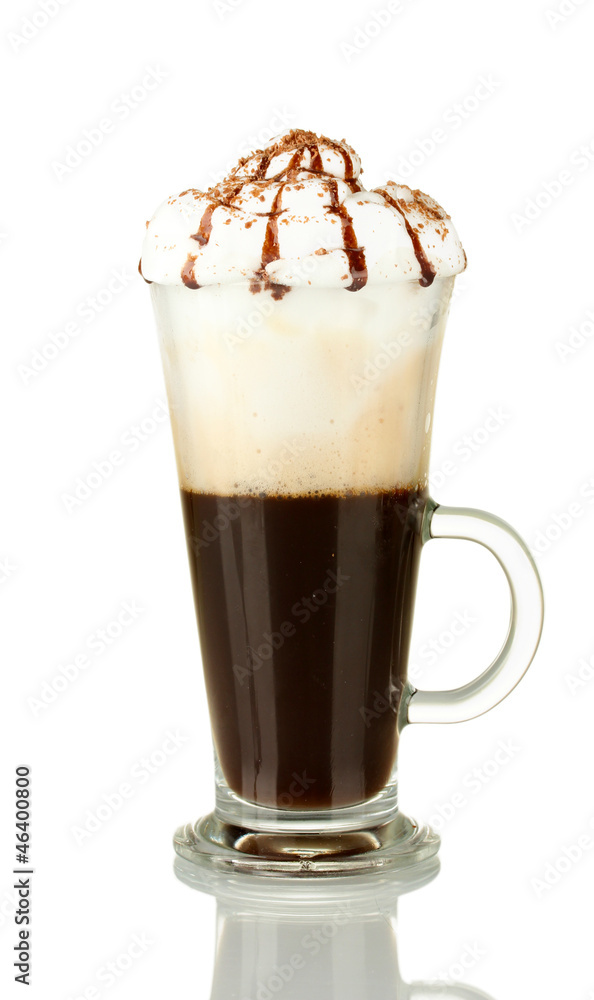 glass of fresh coffee cocktail isolated on white glass of fresh coffee cocktail isolated on white