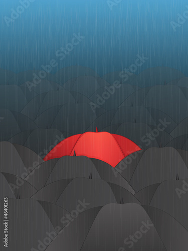 Red Umbrella in a Crowd