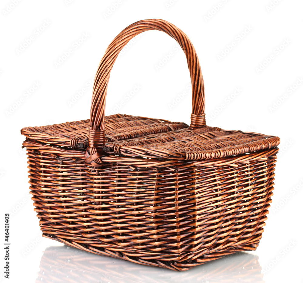 Picnic basket, isolated on white Picnic basket, isolated on white